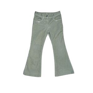 Gymboree Girls Size 6 Corduroy Green Flare Leg Pants Bow Detail On Pockets‎ Soft